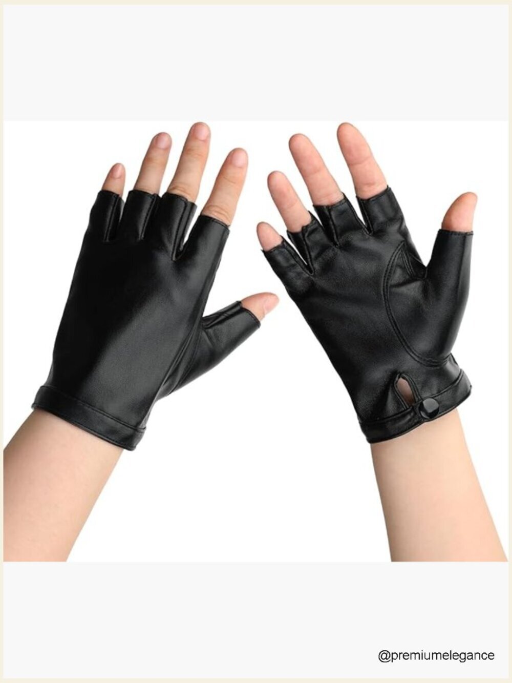 Fingerless PU Faux Leather Gloves Half Finger Biker Punk Driving Gloves for